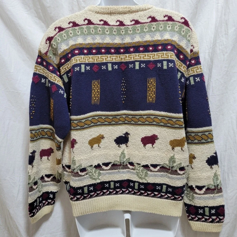 Woolrich Vintage Sheep Sweater Fair Isle Women's Size Small Pullover - Picture 2 of 5